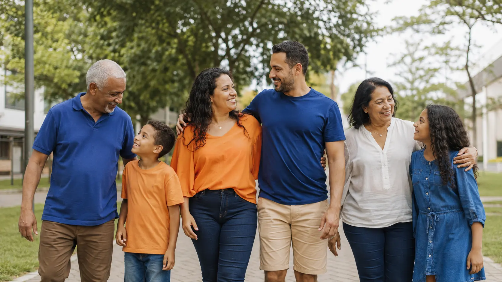 Família de três gerações reunida